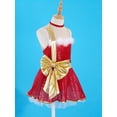 thumbnail image 4 of MSemis Kids Girls Shiny Sequins Christmas Santa Ballet Tutu Dress Figure Ice Skating Dress Red 16, 4 of 6