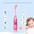 thumbnail image 2 of Cepillo de dientes eléctrico para niños, dibujos animados a prueba de agua para niños y niñas (rosa), 2 of 4