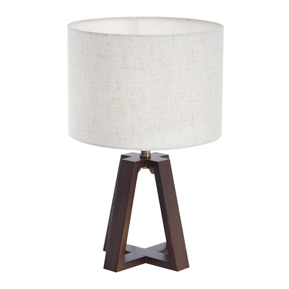 Booniture Table Lamp Golden Four-legged Base and Natural Linen Fabric,Perfect Nightstand,End Table,and Desk Lamp,Walnut