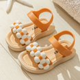 thumbnail image 2 of LNMQLPDBS Shoes for Girls Toddler Girl Sandals Summer Waterproof Floral Decoration Color Block Soft Sole Comfort Beach Sandals Casual Cute Dress Shoes Flower Girl Shoes for Wedding, 2 of 5