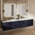 thumbnail image 2 of Sonoma 84 in W x 22 in D Navy Blue Double Bath Vanity, Cultured Marble Top and 36 in LED Mirrors, 2 of 11