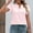 Pink, variant on QUNYINEY Pullover Tops for Women Trendy Solid V Neck Casual Ruffle Short Sleeve Shirts Loose Cut Out Shirts for Women Trendy