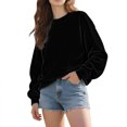thumbnail image 6 of Womens Oversized Sweatshirt, Yigetop Womens Autumn Winter Christmas Printed Pullover Tops Long Sleeve Crewneck Oversized Sweatshirts Women’S Sweatshirt Black L, 6 of 10