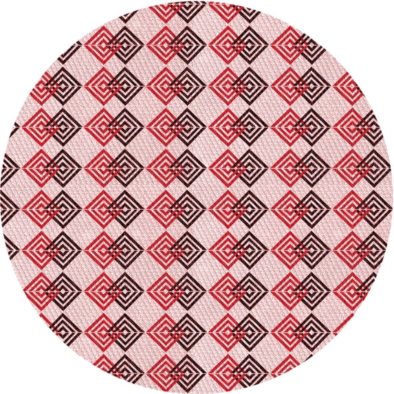 Ahgly Company Machine Washable Indoor Round Transitional Light Red Pink Area Rugs, 8' Round