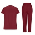 thumbnail image 4 of BiZtdJrK Scrub Sets for Womens Short Sleeve V Neck Tunic Tops and Pants 2 Piece Outfits Medical Nursing Uniform Set with Pockets Birthday Gift Wine XXL, 4 of 10