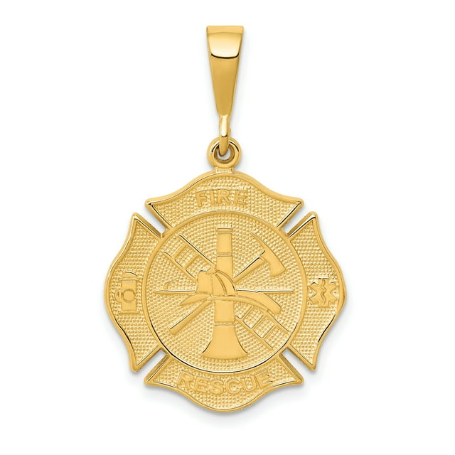 Collier Pendentif en Or Jaune 14k pour Pompier Professionnel