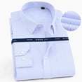thumbnail image 3 of New High Quality 100% Cotton Men Dress Long Sleeve Shirt Solid Male Regular Fit Stripe Business Social  Office Shirt White S-8XL (9500,100-105kg 47), 3 of 7