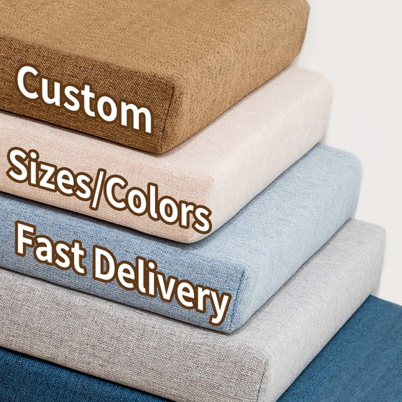 ColourTree 2 Inch Thick Custom Size Bench Cushion High-Resilience Foam Waterproof Indoor Outdoor Seat Cushion for Bench Chair Window Seat, Custom Color & Thickness