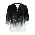 thumbnail image 5 of Pounoo Womens Floral Print Tops 3/4 Sleeve V Neck Button Up Relaxed Fit Blouses Breathable Office Casual Spring Summer Outfits Gift, 5 of 6