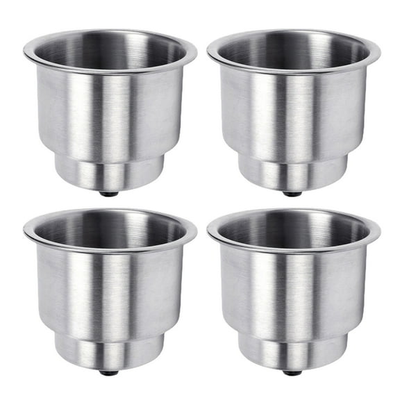 Upgraded Stainless Steel Cup Drink Holder with DrainMounting Gasket & Internal pad for Marine Boat RVs 4-piece