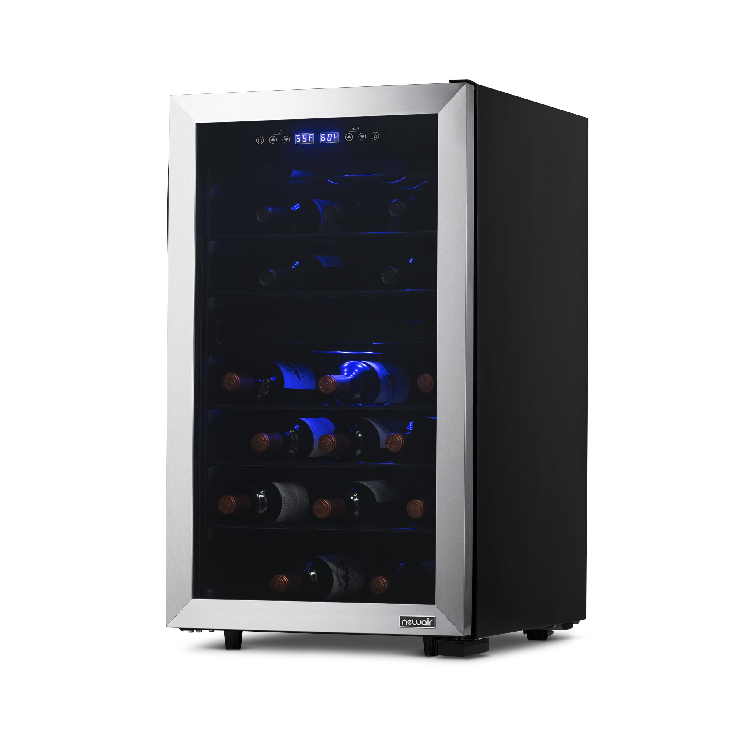 Newair Freestanding Wine Fridge, 43 Bottle Dual Zone Compressor  Wine Cooler Fridge in Stainless Steel