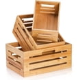 thumbnail image 1 of Youeon Set of 3 Bamboo Nesting Crates with Handles, 14.6/12/9.5 Inch Bamboo Crates for Storage and Rustic Decor, Decorative Storage Crate Box for Kitchen, Pantry, Office, 1 of 7