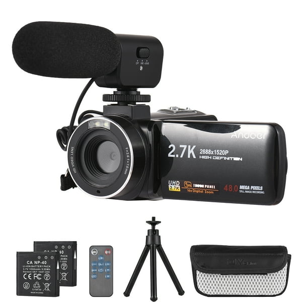 Camara de video Andoer Andoer 2.7K Cámara de video digital Videocámara Grabadora DV 48MP 16X Zoom digital 3.0 pulgadas IPS Panel táctil Admite detección de rostro Belleza Cara Sonrisa Captura Andoer Camara de video