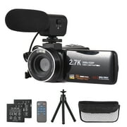 Andoer 2.7K Digital Video Camera Camcorder DV Recorder 48MP 16X Digital Zoom 3.0 Inch IPS Touch Panel Supports Face Detection Beauty Face Smile Capture -shake with 2pcs Batteries + Remote Co