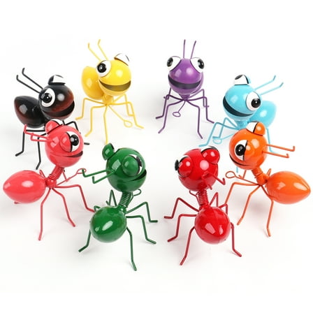 Metal Garden Decor for Outdoor Cute Ants Yard Art Fence Decorations Lawn Ornaments Patio Decor -Set of 8