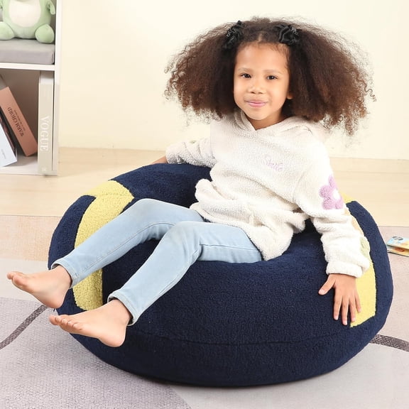 Football Bean Bag Chair for Kids, Cuddly , 2.5 feet, Dark Blue
