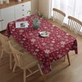 thumbnail image 2 of Red Christmas Snowflake Pattern Rectangle Tablecloth 60"x84",Waterproof Polyester Rectangle Table Cloth, Wipeable Spillproof Polyester Tablecloth for Dining, Camping, Indoor and Outdoor, 2 of 5