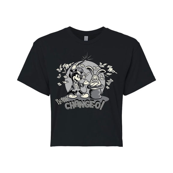 Mickey & Friends - Presto Chango - Juniors Cropped Cotton Blend T-Shirt