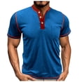 thumbnail image 2 of Antinious Mens Summer Beach Shirt,Workout Tops Men,Mens Short Sleeve Shirts Button up Casual Fashion Half Round Neck,Blue,M, 2 of 4