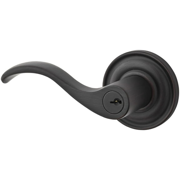 Baldwin Reserve Encurltrr112 Entry Left Hand Curve Lever Handle and Traditional Round Rose Venetian Bronze Finish