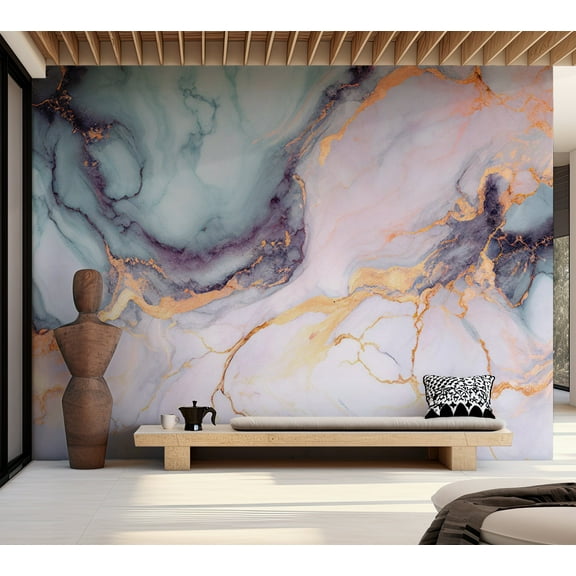 Surface Background Wallpaper Wall Mural - Blue Gold Marble