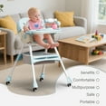 thumbnail image 6 of MINGYI 4-in-1 Baby High Chair for Infants & Toddlers (0-4 Years) - Adjustable, with Wheels,5-point safety belt,  Green, 6 of 8