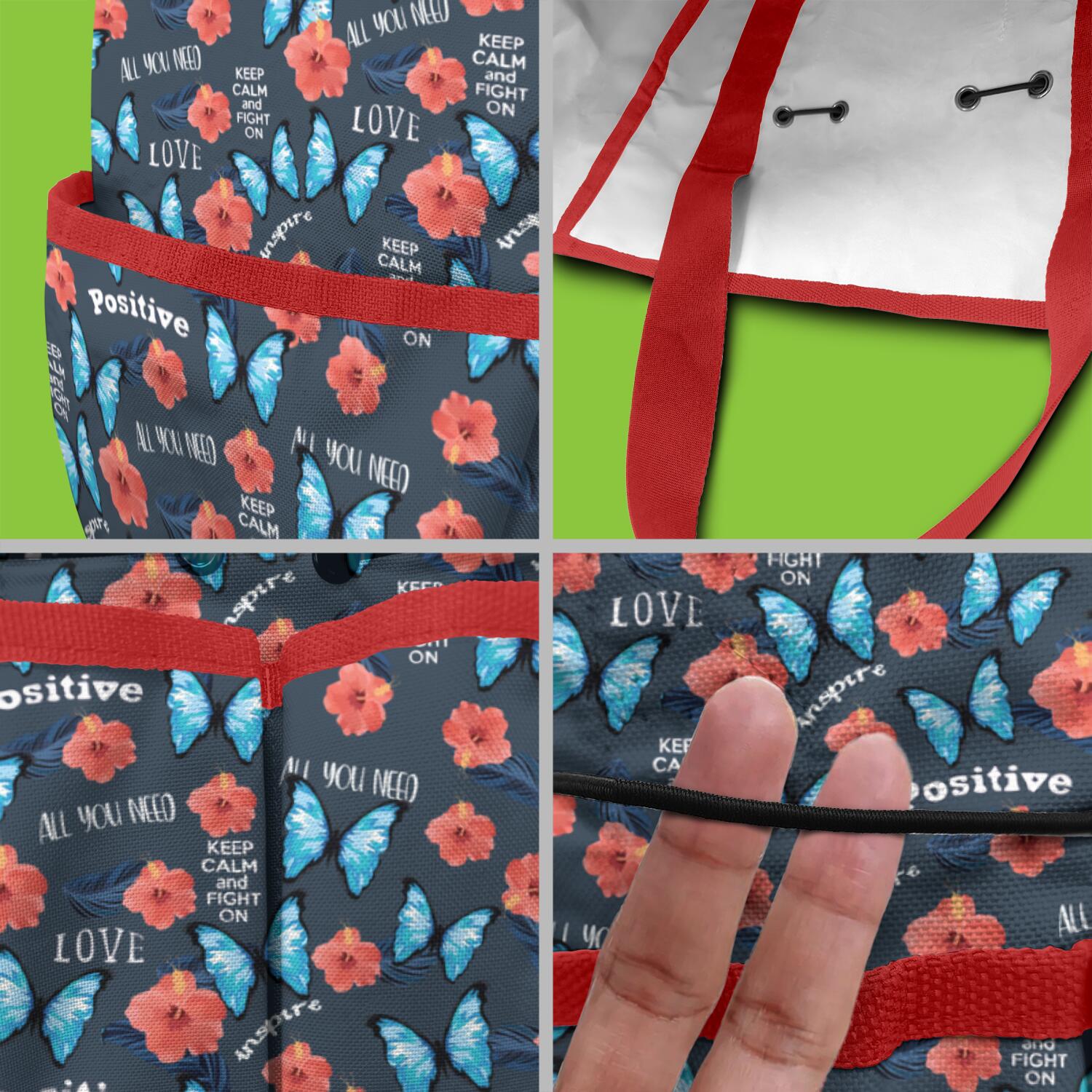 Bright Flowers Garden Tools Bag, Water-proof Oxford Garden Tote Home Organizer Gardening Tool Bag Kit Holder with 8 Pockets for Indoor and Outdoor Gardening(Tools Not Included)