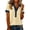 Beige, variant on Waffle Knit Short Sleeve Polo Shirt with Denim Collar and Button Front Casual Loose Fit Top for Women