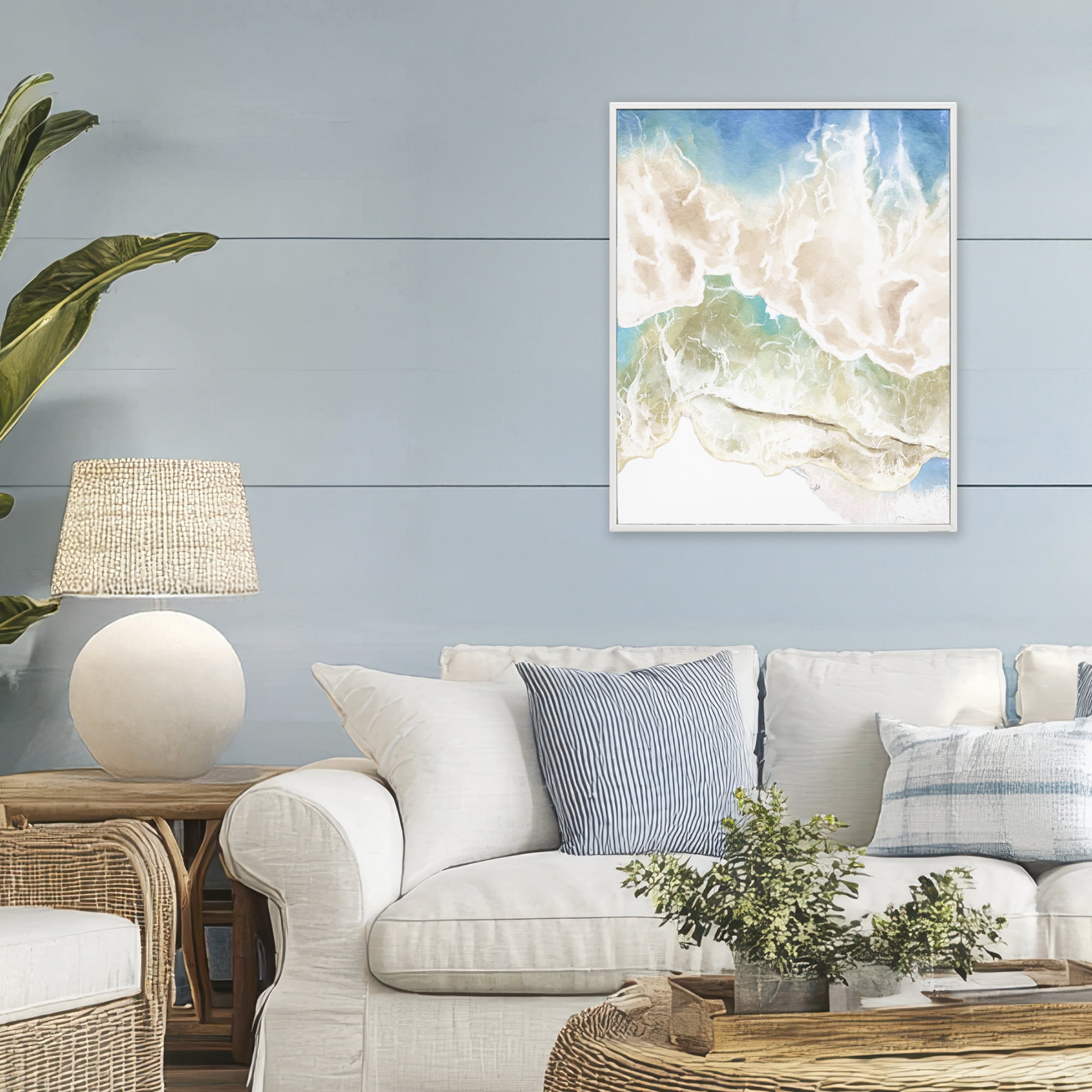 Stupell Industries Washed Away Tide Abstract White Framed Giclee Art, design by Jesse Keith