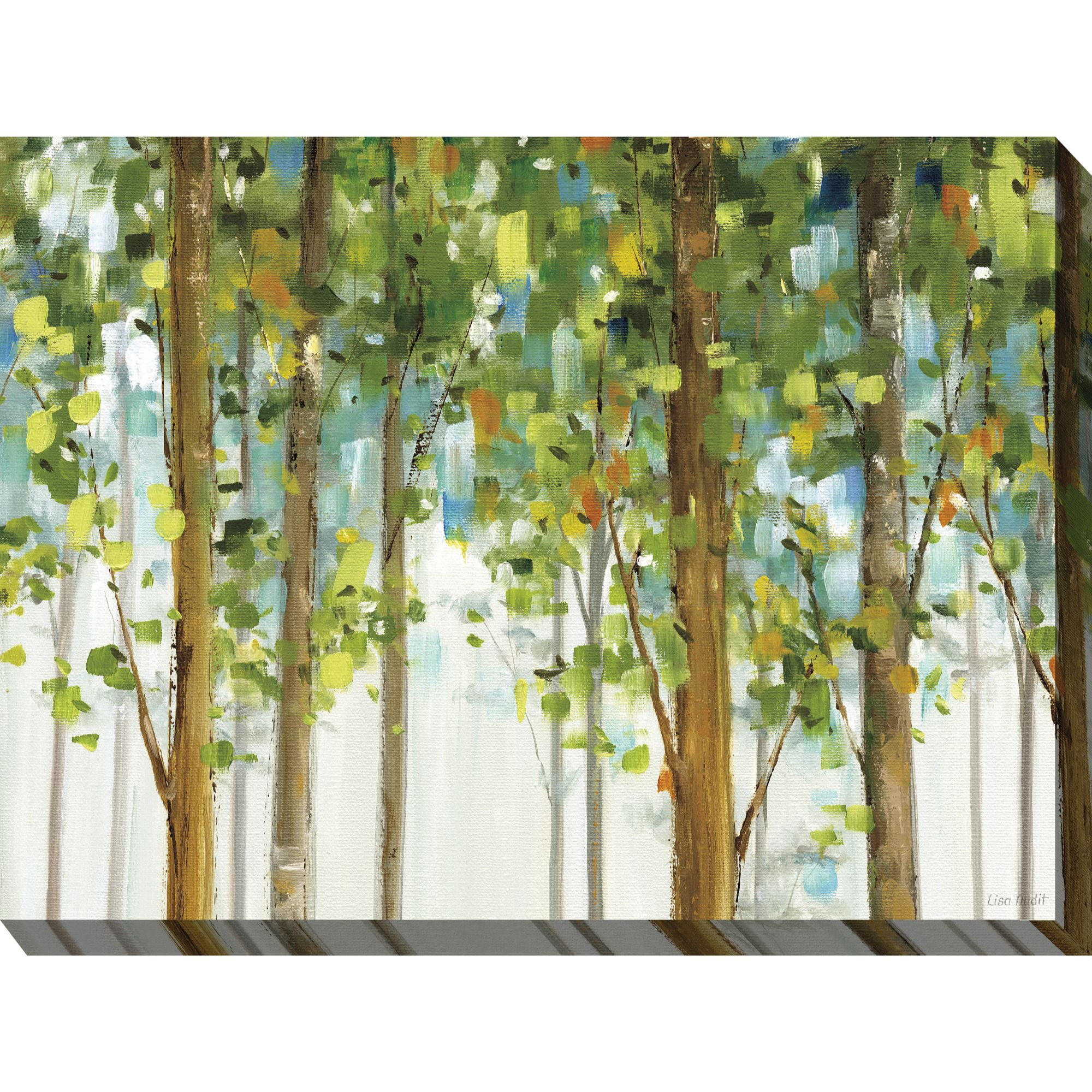 Green and White Treetop Outdoor Canvas Rectangular Wall Art Decor 40" x