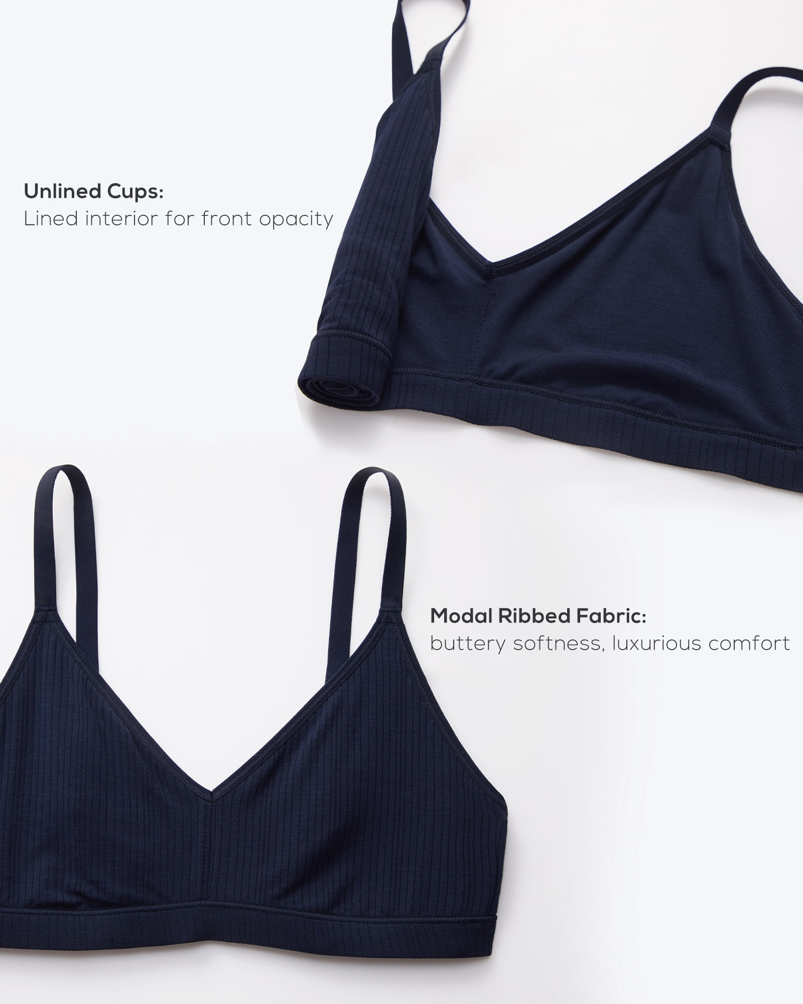 Women's Natrelax No Underwire Comfort Bralette Ribbed Wireless Bra Sleep Unlined V Neck Bras Soft Everyday