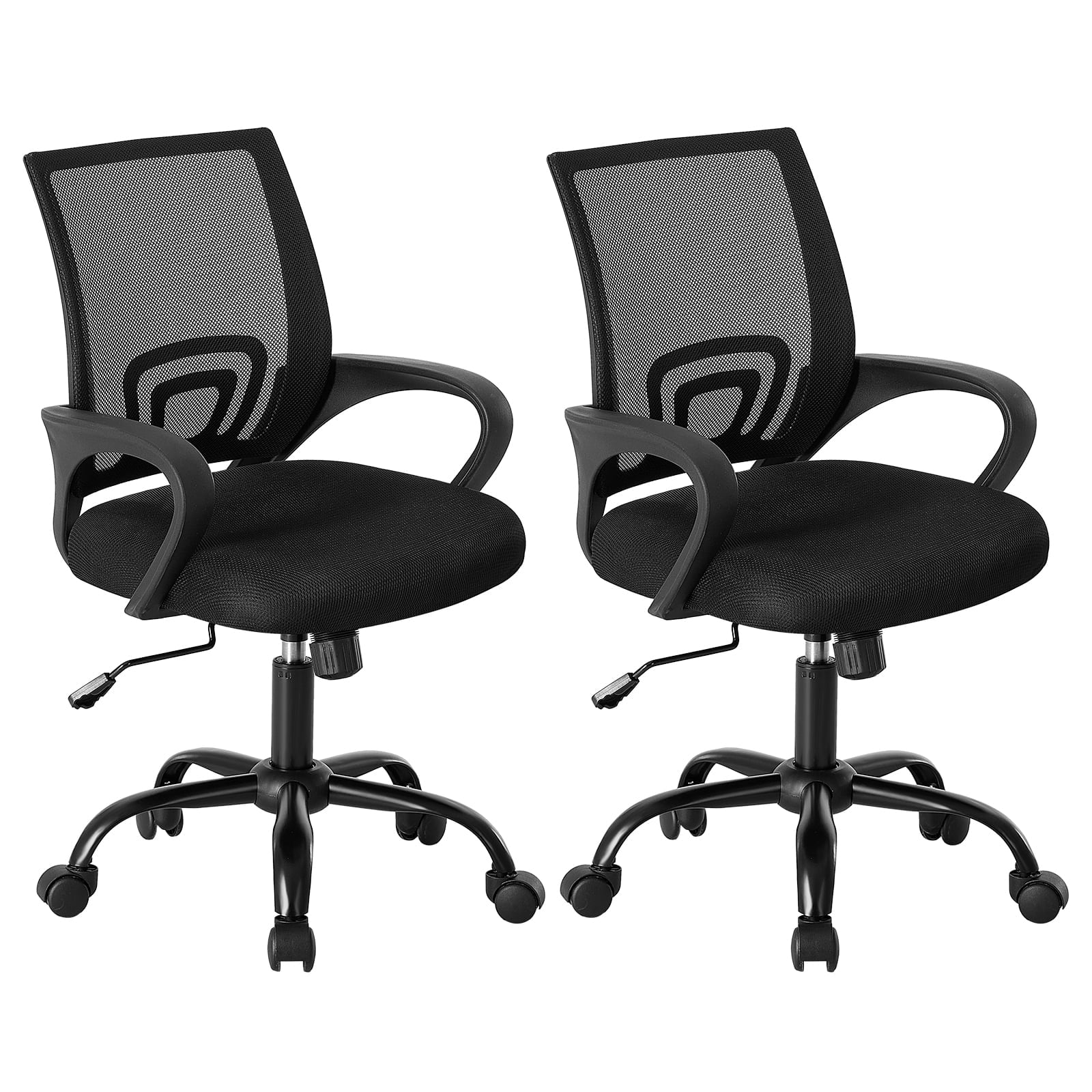 Sweetcrispy 250 lb Ergonomic Office Chair, Mesh Desk Chair with Lumbar Support & Adjustable Height, Rolling Computer Chair for Home Office, Black