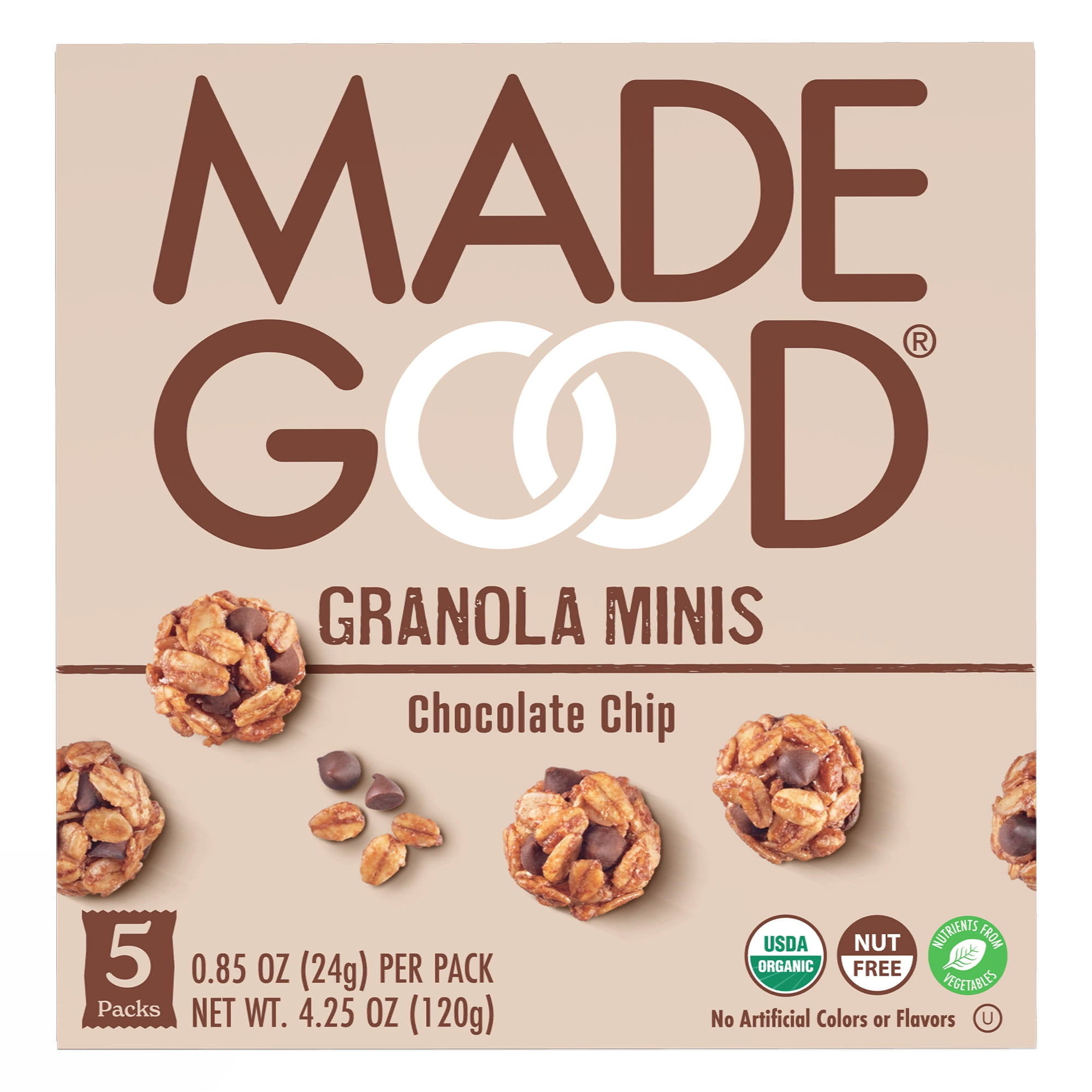 MadeGood Chocolate Chip Granola Minis 5 Pack Count 0.85 oz Each