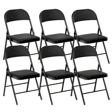 SUGIFT 6 Pack Padded Folding Chairs Set for Home and Office, Indoor and Outdoor Events (Black)