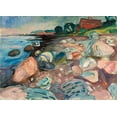 thumbnail image 2 of Munch, Edvard 24x18 Black Ornate Wood Framed with Double Matting Museum Art Print Titled - Shore with Red House, 1904, 2 of 4