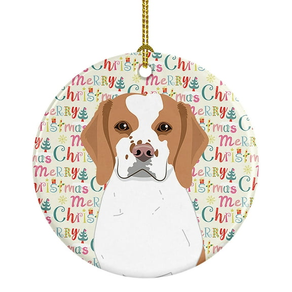 Beagle Red and White Red Ticked #1 Christmas Ceramic Ornament 2.8 in x 2.8 in
