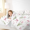 thumbnail image 3 of Manfei Tulip Bow Knot Twin Comforter Sets 3-Piece for Kids Teens,Spring Garden Bedding Set for Girls Women,Grey Reversible,Breathable Home Decor, 3 of 6
