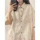 thumbnail image 2 of Camisas de retazos para mujer, de verano, transpirables, informales, sencillas, americanas, retro, de temperamento juvenil, estilo hipster, estilo avanzado, para chico de ciudad., 2 of 6