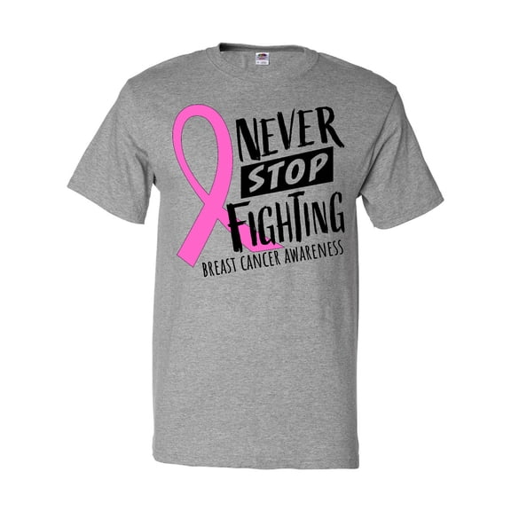 Inktastic Never Stop Fighting Breast Cancer Awareness T-Shirt