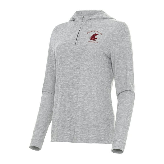 Women's Antigua  Heather Gray Washington State Cougars Daybreak Quarter-Zip Hoodie