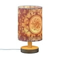 thumbnail image 2 of Gold Red Mandala Bedside Desk Lamp LED Table Nightstand Lamps Warm Light Fabric Lampshade for Home Bedroom Office Living Room Decor, 2 of 7