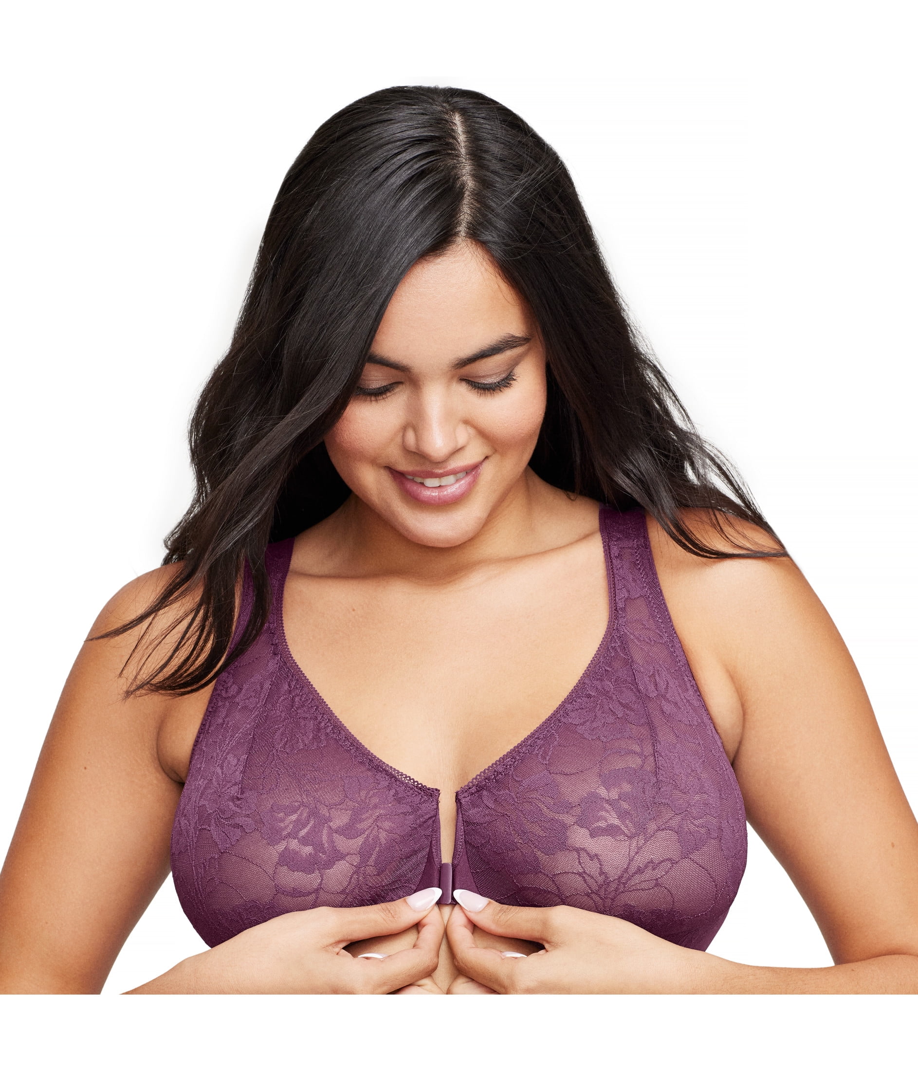 Glamorise Lacey T-Back Front-Closure WonderWire Underwire  Bra 9246 (Women's & Women's Plus)
