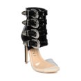 thumbnail image 1 of New Women MackinJ 211-14 Patent PU Perspex Buckle Ankle Cuff Stiletto Sandal, 1 of 6