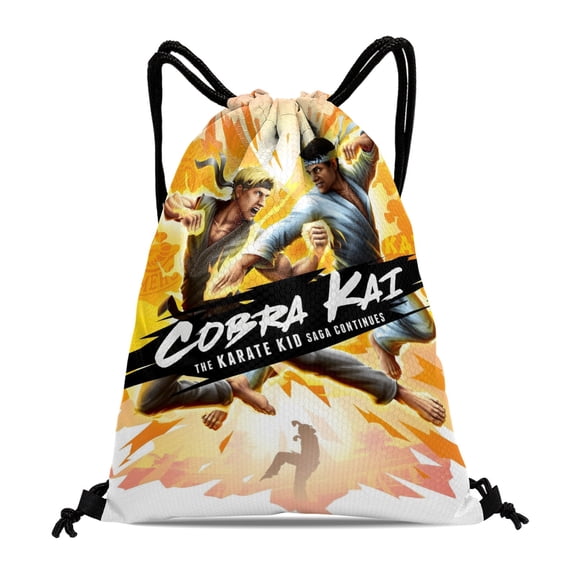 Cobra Kai-theme Drawstring Backpack Sports Gym Bag Water Resistant String Bag Cinch Bag，12''X16''（30X40cm）