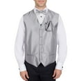 thumbnail image 1 of Men's Solid Fomal Vest, Bow Tie, & Hanky Silver for Tuxedo and Suit, 1 of 1