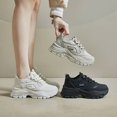 thumbnail image 5 of Women Chunky Platform Sneakers, Thick Rope Lace Faux Leather Comfort Casual Daily Walking Fashion Athletic Shoes, 5 of 5