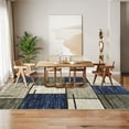 thumbnail image 2 of FairOnly Blue 5'x7'Modern Geometric Machine Washable Area Rug for Living Room Grid Non Slip Low Pile Floor Cover for Bedroom Kitchen Dinning Room, 2 of 7