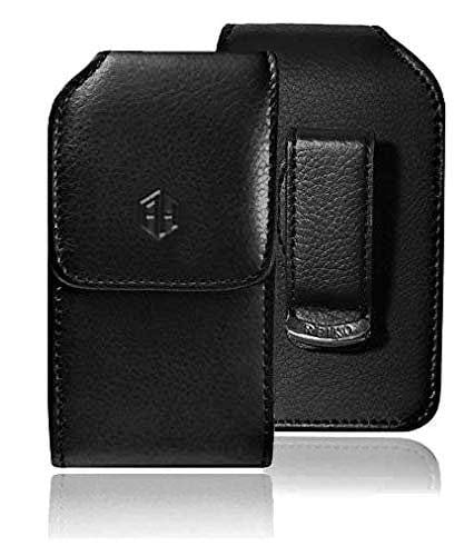 LG F4NR Premium Black Vertical Leather Case Holster Pouch w/ Magnetic Closure and Swivel Belt Clip 