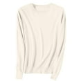 thumbnail image 3 of Womens Soft Sweaters Tops Crewneck Knit Base Pullover Solid Color Long Sleeve Casual Fall Winter Clothes S(Beige), 3 of 5
