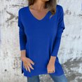 thumbnail image 2 of Plus Size Long Sleeve Shirts for Women Casual V Neck Basic Fall Tops Loose Irregular Pullover Tunic, 2 of 8